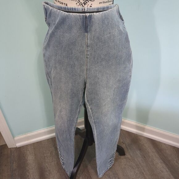 Surroundings  Womens Ankle Jeans Ultimate Braided Knot Pull On Mid Rise - Picture 1 of 7